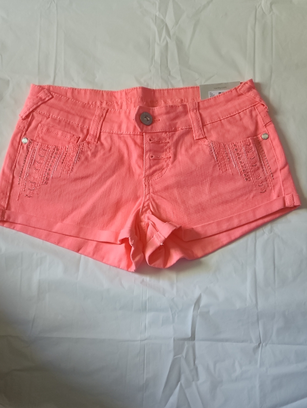 Vanity Coral Pink Denim Jean Shorts